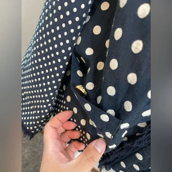 Tory Burch Polka Dots Tweed Textured Cotton Blend Light jacket/blazer sz 8 - Picture 11 of 11